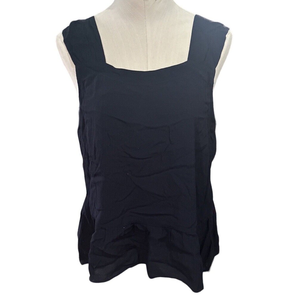 Loft Navy Blue‎ Peplum Tank Blouse Size Medium EUC